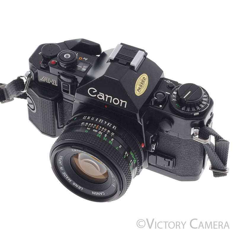 Canon A-1 A1 Black 35mm Film SLR Camera w/ 50mm f1.8 Lens  [EXC] - Victory Camera
