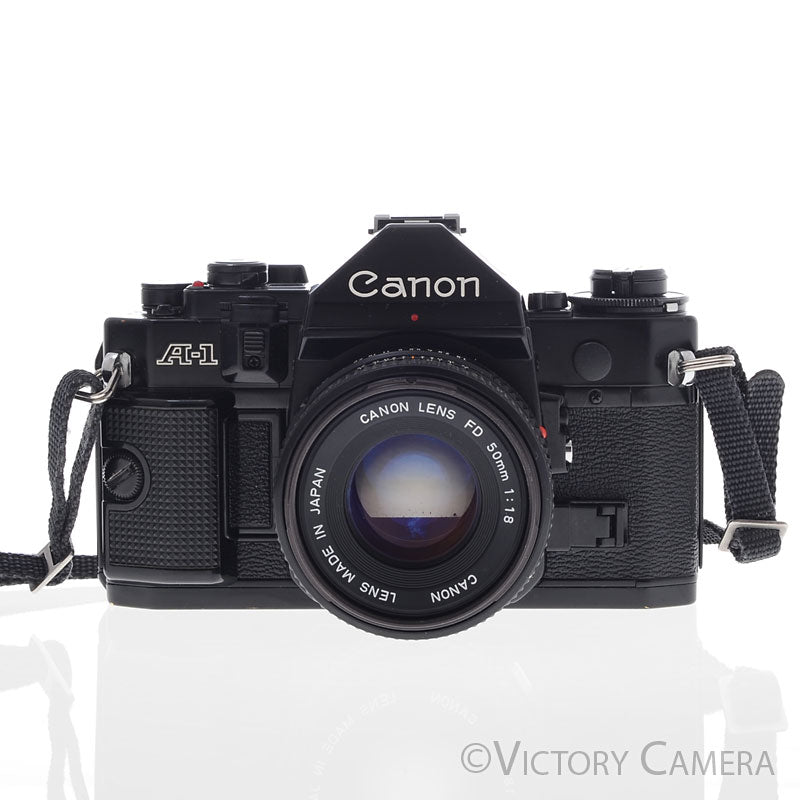Canon A-1 A1 Black 35mm Film SLR Camera w/ 50mm f1.8 Lens  [EXC] - Victory Camera