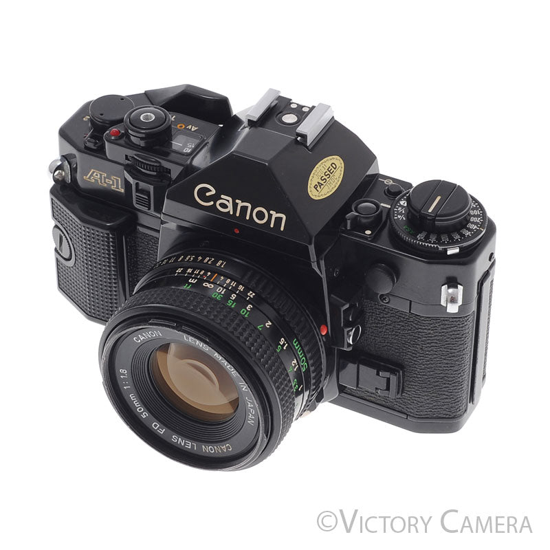 Canon A-1 A1 Black 35mm Film SLR Camera w/ 50mm F1.8 Lens [EXC+] - Victory Camera
