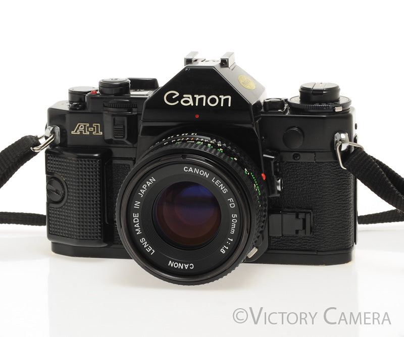 Canon A-1 A1 Black 35mm Film SLR Camera w/ 50mm f1.8 Lens -New Seals- [EXC] - Victory Camera