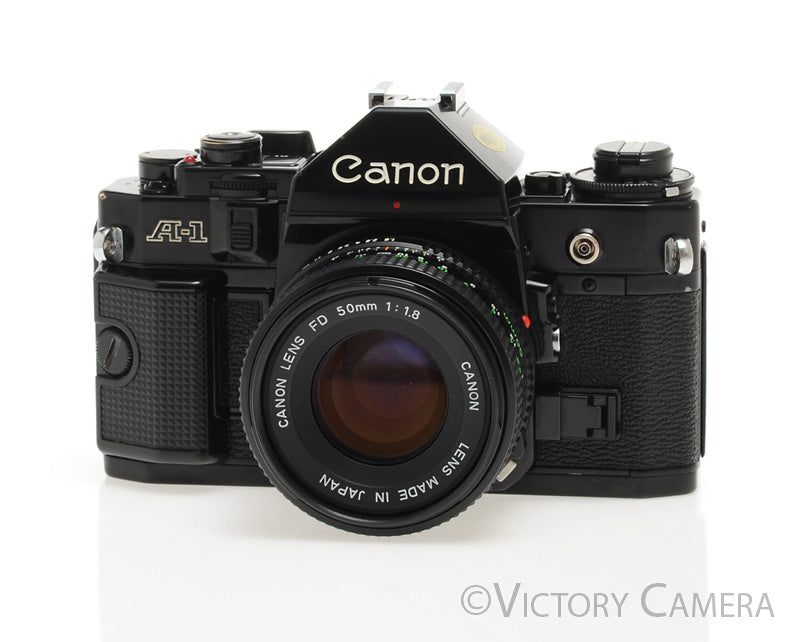 Canon A-1 A1 35mm Black Camera 50mm F1.8 Lens -New Seals, No Squeak- [EXC] - Victory Camera