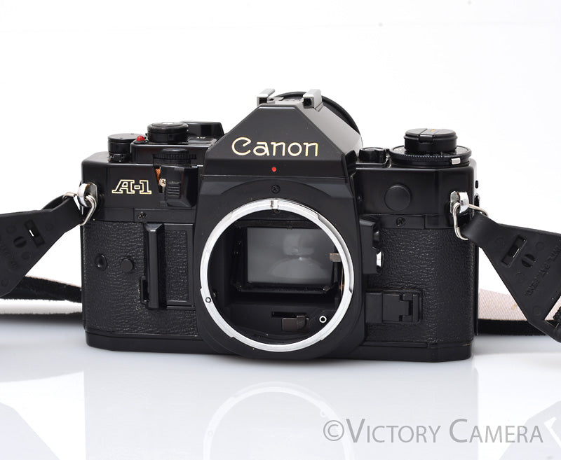 Canon A-1 A1 35mm Black Film Camera Body -No Meter, New Seals- [BAR] - Victory Camera