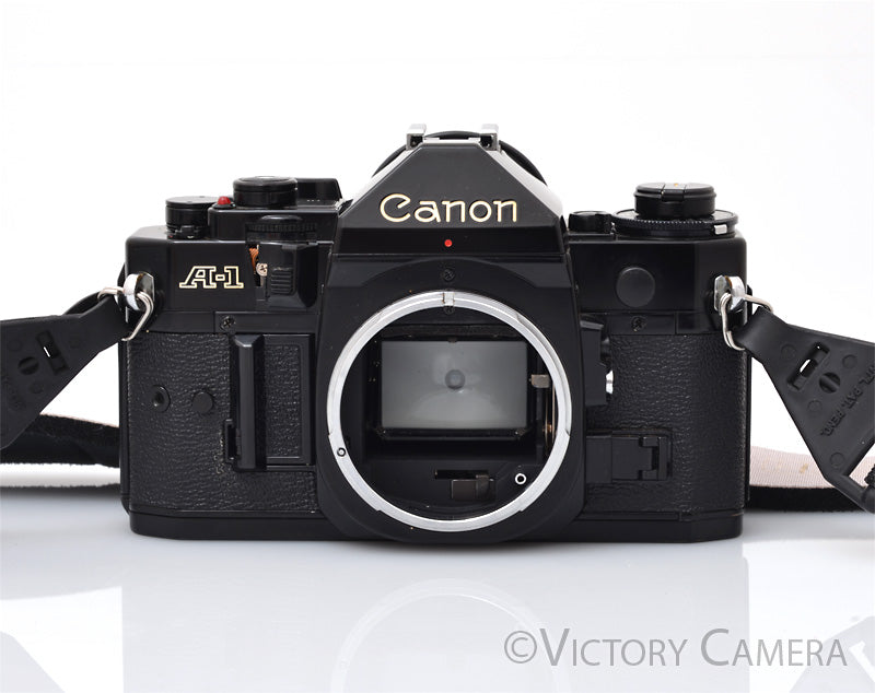 Canon A-1 A1 35mm Black Film Camera Body -No Meter, New Seals- [BAR] - Victory Camera