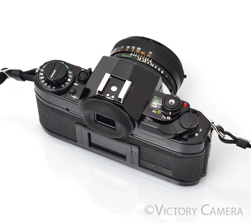 Canon A-1 A1 Black 35mm Film SLR Camera w/ 50mm F1.8 Lens [EXC]