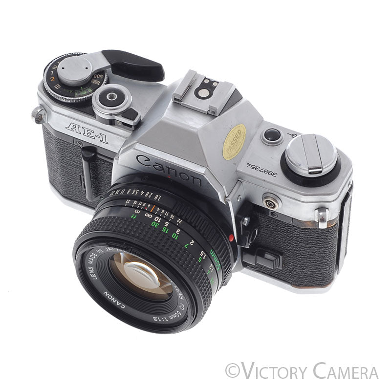 Canon AE-1 35mm Chrome Camera w/ 50mm f1.8 Prime Lens [EXC] - Victory Camera
