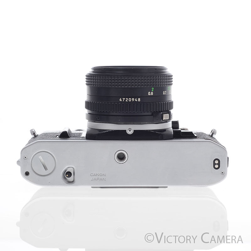 Canon AE-1 35mm Chrome Camera w/ 50mm f1.8 Prime Lens [EXC] - Victory Camera