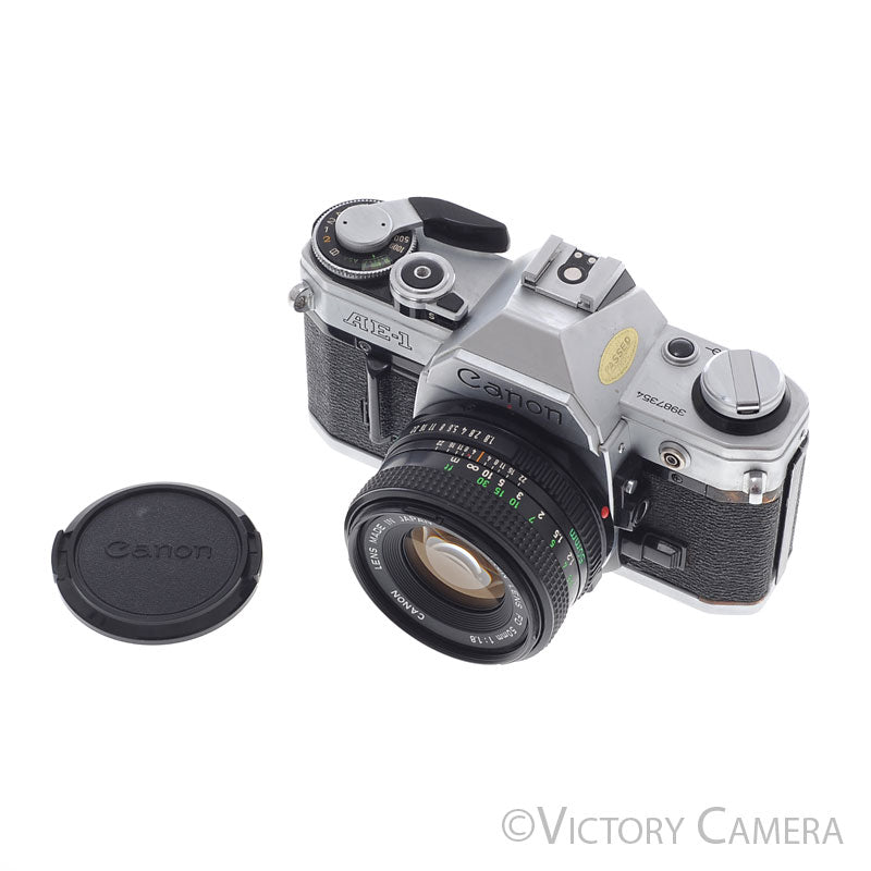 Canon AE-1 35mm Chrome Camera w/ 50mm f1.8 Prime Lens [EXC] - Victory Camera