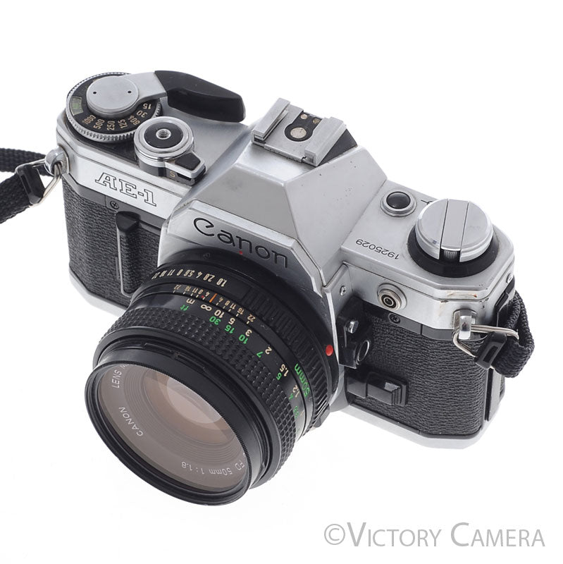 Canon AE-1 35mm Chrome Camera w/ 50mm f1.8 Prime Lens [EXC+] - Victory Camera
