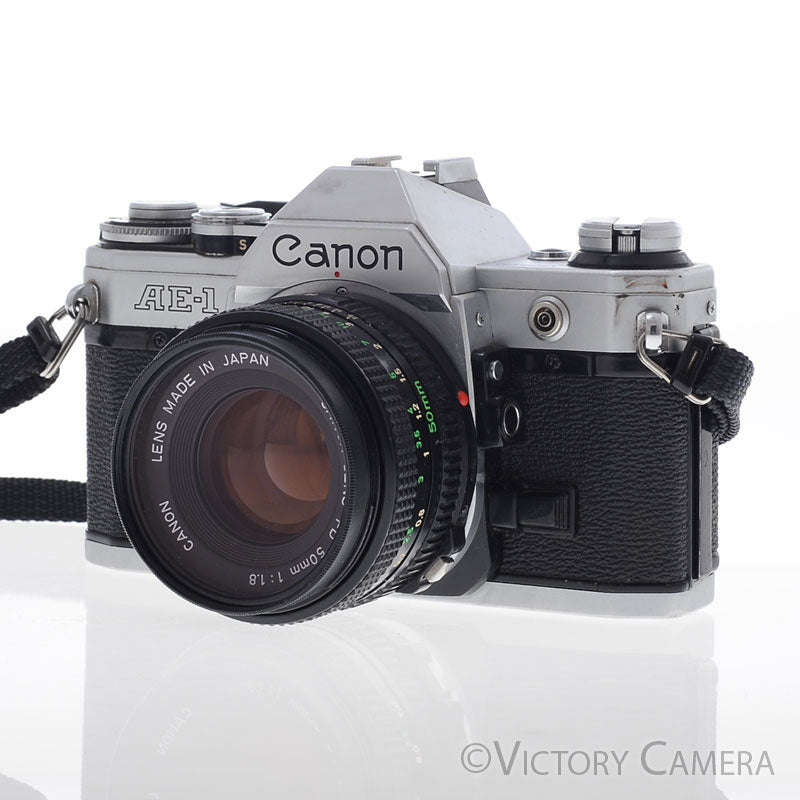 Canon AE-1 35mm Chrome Camera w/ 50mm f1.8 Prime Lens [EXC+] - Victory Camera