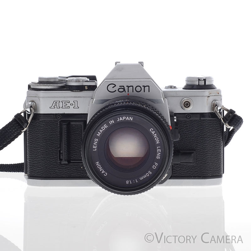 Canon AE-1 35mm Chrome Camera w/ 50mm f1.8 Prime Lens [EXC+] - Victory Camera