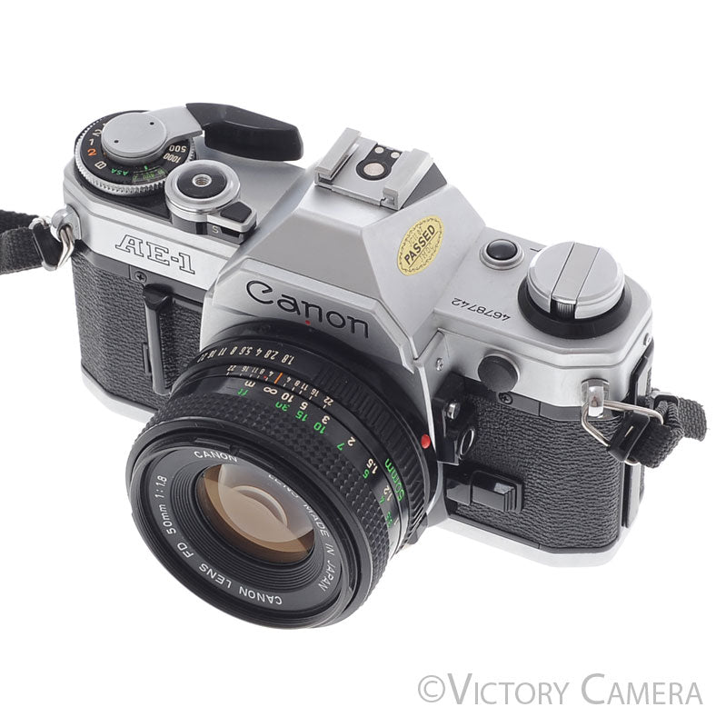 Canon AE-1 35mm Chrome Camera w/ 50mm f1.8 Prime Lens [EXC+] - Victory Camera