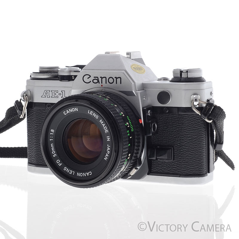 Canon AE-1 35mm Chrome Camera w/ 50mm f1.8 Prime Lens [EXC+] - Victory Camera