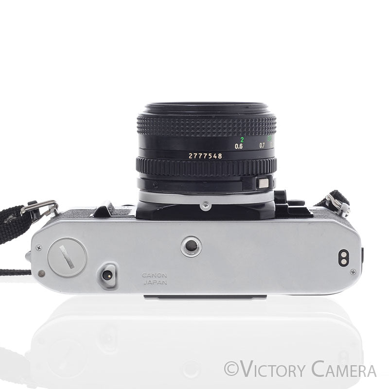 Canon AE-1 35mm Chrome Camera w/ 50mm f1.8 Prime Lens [EXC+] - Victory Camera