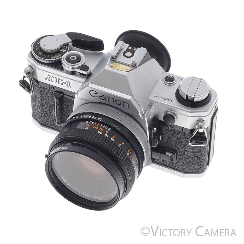 Canon AE-1 35mm Chrome Camera w/ 50mm f1.8 Prime Lens [EXC+] - Victory Camera