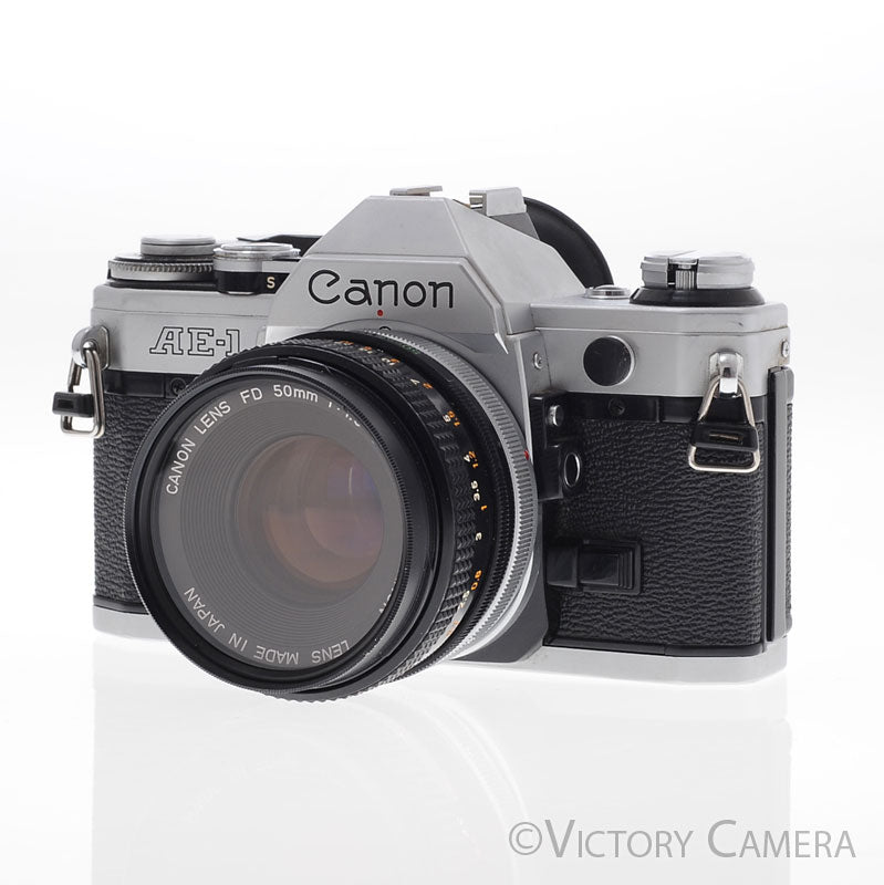 Canon AE-1 35mm Chrome Camera w/ 50mm f1.8 Prime Lens [EXC+] - Victory Camera