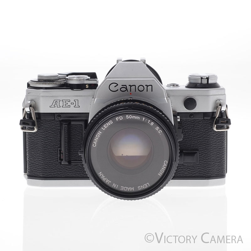 Canon AE-1 35mm Chrome Camera w/ 50mm f1.8 Prime Lens [EXC+] - Victory Camera