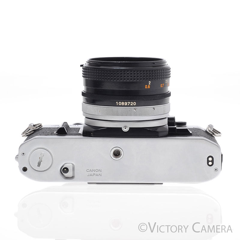 Canon AE-1 35mm Chrome Camera w/ 50mm f1.8 Prime Lens [EXC] - Victory Camera