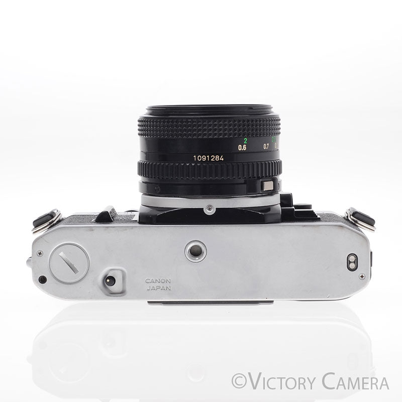 Canon AE-1 35mm Chrome Camera w/ 50mm f1.8 Prime Lens [EXC] - Victory Camera