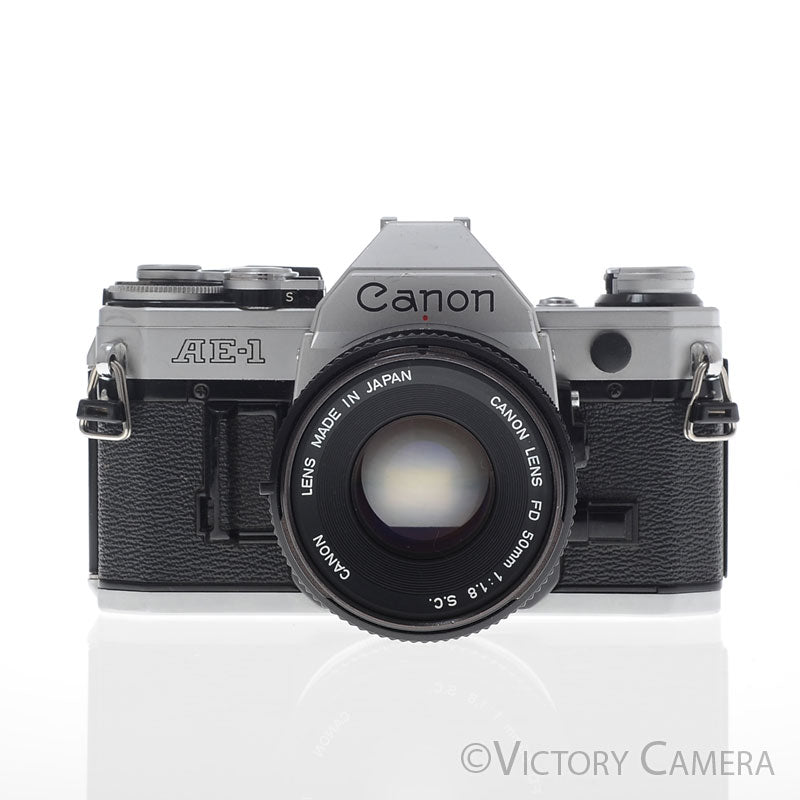 Canon AE-1 35mm Chrome Camera w/ 50mm f1.8 Prime Lens [EXC+] image 3