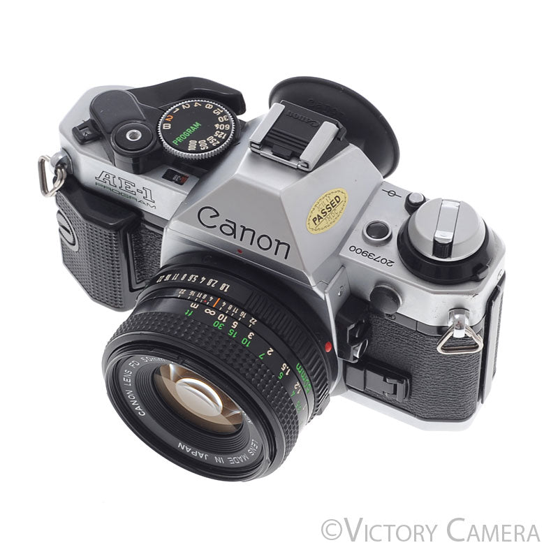 Canon AE-1 Program Chrome 35mm Film SLR Camera 50mm f1.8 Lens  [EXC]