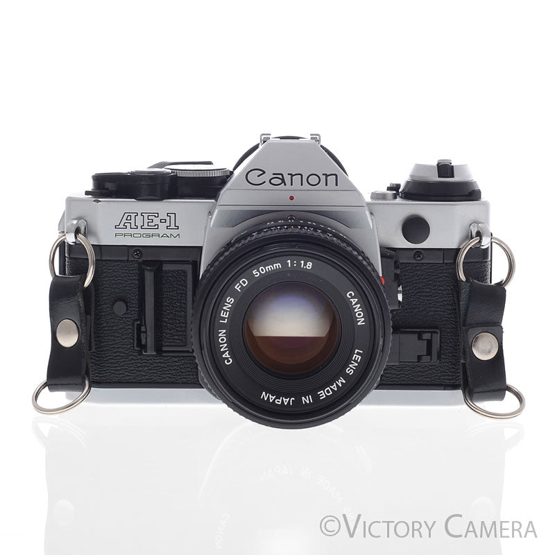Canon AE-1 Program Chrome 35mm Film SLR Camera 50mm f1.8 Lens  [EXC+] - Victory Camera