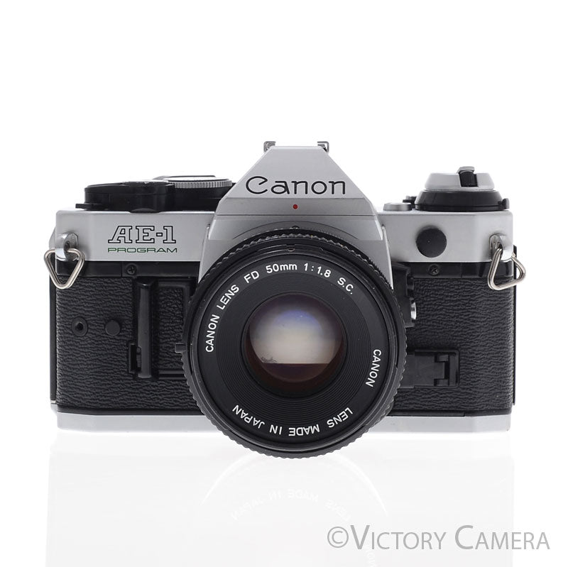 Canon AE-1 Program Chrome 35mm Film SLR Camera 50mm f1.8 Lens  [EXC] - Victory Camera