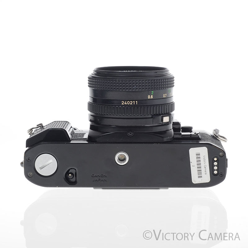 Canon AE-1 Program Black 35mm Film SLR Camera 50mm f1.8 Lens -CLA'd- [EXC] - Victory Camera