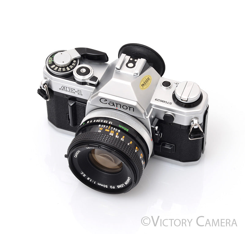 Canon AE-1 Program Chrome 35mm Film SLR Camera 50mm f1.8 Lens [EXC] - Victory Camera