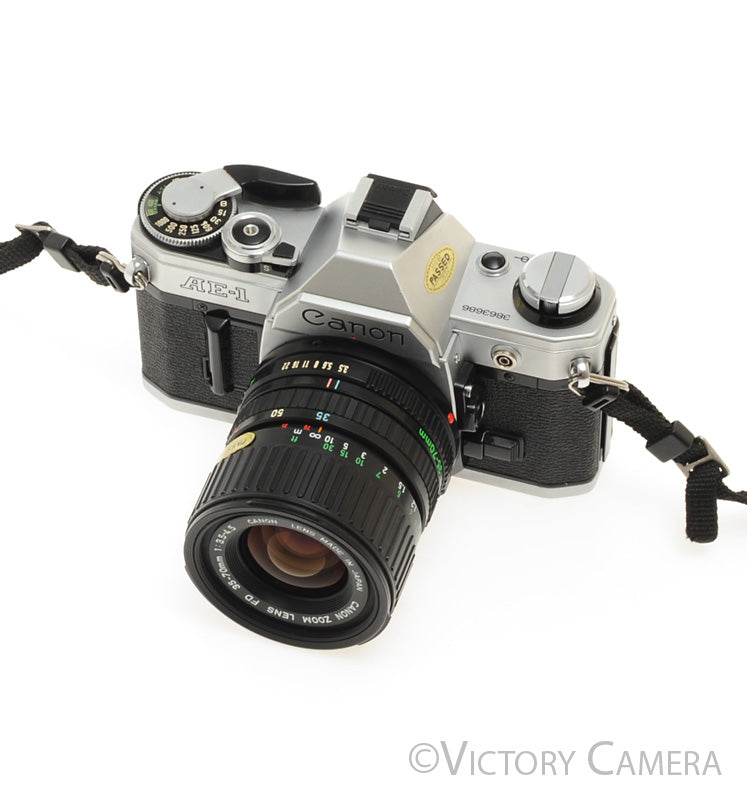 Canon AE-1 Chrome 35mm Film SLR Camera 35-70mm Zoom Lens  [EXC+] - Victory Camera