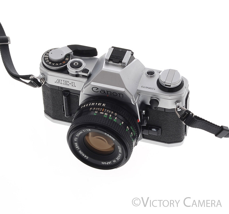 Canon AE-1 35mm Chrome Film Camera with 50mm f1.8 Lens -New Seals-  [EXC] - Victory Camera