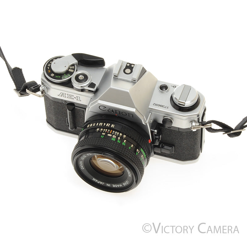 Canon AE-1 35mm Chrome Camera w/ 50mm f1.8 Prime Lens [EXC]