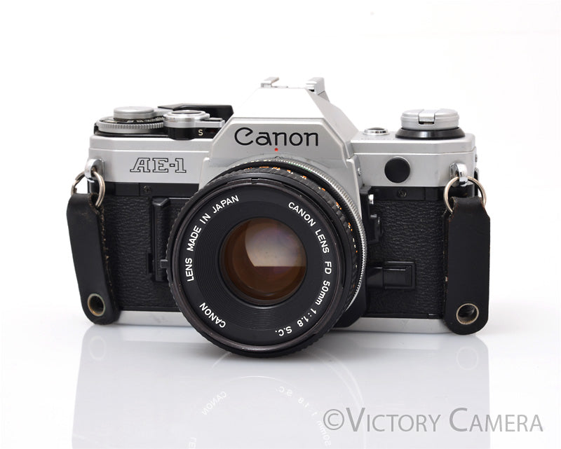 Canon AE-1 35mm Chrome Camera w/ 50mm f1.8 Prime Lens [EXC] - Victory Camera