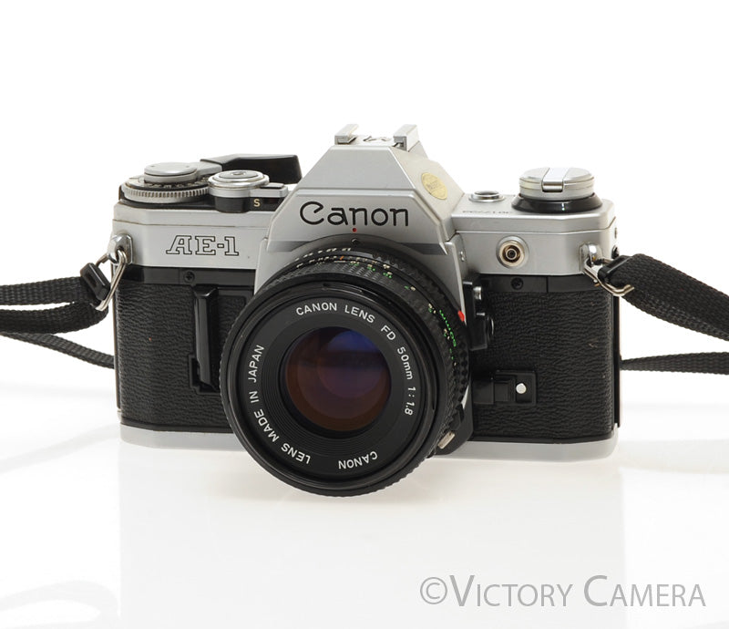 Canon AE-1 35mm Chrome Camera w/ 50mm f1.8 Prime Lens [EXC-] - Victory Camera