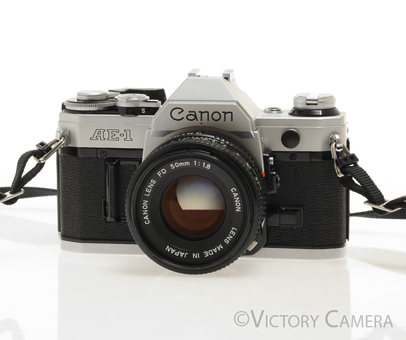 Canon AE-1 35mm Chrome Camera w/ 50mm f1.8 Prime Lens [EXC] - Victory Camera