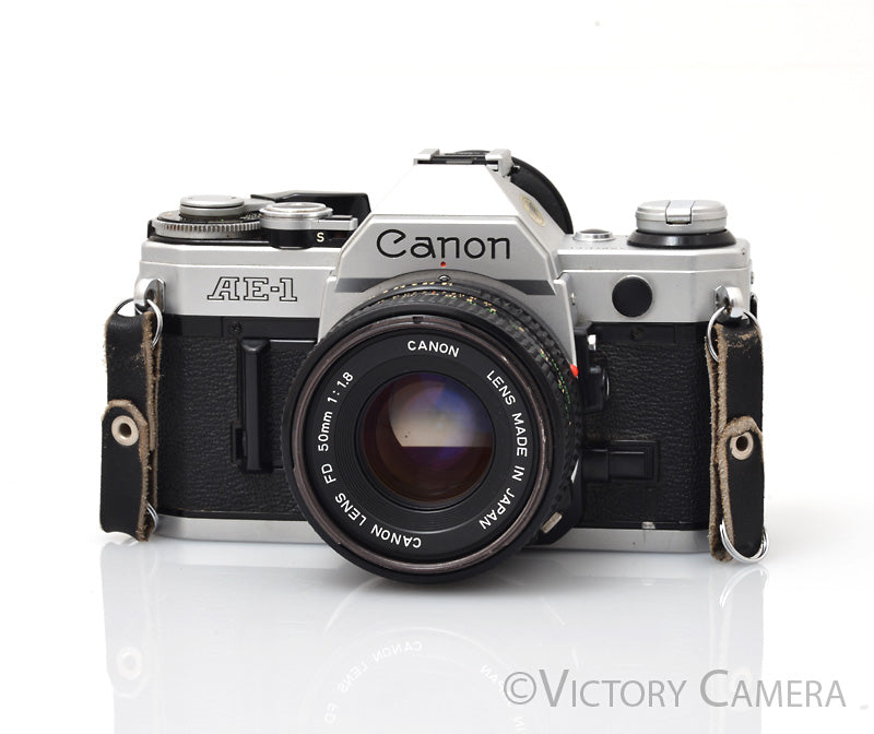 Canon AE-1 35mm Chrome Camera w/ 50mm f1.8 Prime Lens [EXC] - Victory Camera