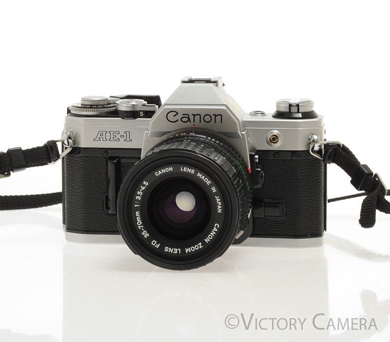 Canon AE-1 Chrome 35mm Film SLR Camera 35-70mm Zoom Lens  [EXC+] - Victory Camera