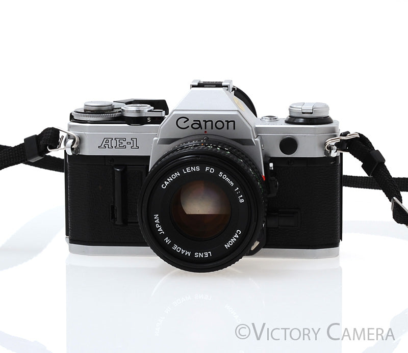 Canon AE-1 35mm Chrome Camera w/ 50mm f1.8 Prime Lens [EXC] - Victory Camera