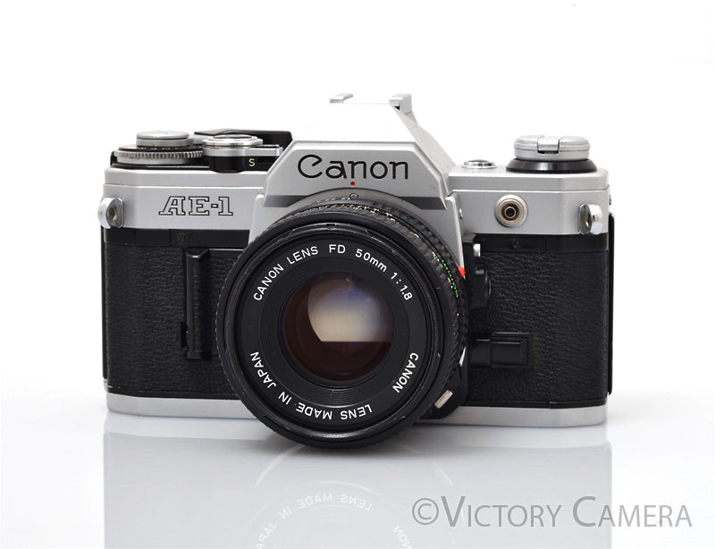 Canon AE-1 35mm Chrome Camera w/ 50mm f1.8 Prime Lens [EXC] - Victory Camera