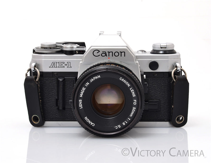 Canon AE-1 35mm Chrome Camera w/ 50mm f1.8 Prime Lens [EXC] - Victory Camera