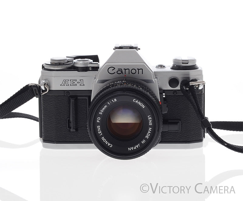 Canon AE-1 35mm Chrome Film Camera with 50mm f1.8 Lens -New Seals-  [EXC] - Victory Camera