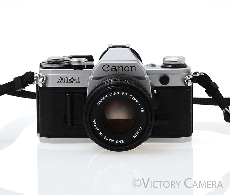 Canon AE-1 35mm Chrome Camera w/ 50mm f1.8 Prime Lens [EXC] - Victory Camera