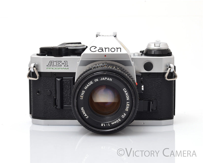 Canon AE-1 Program Chrome 35mm Film SLR Camera 50mm f1.8 Lens [EXC-]