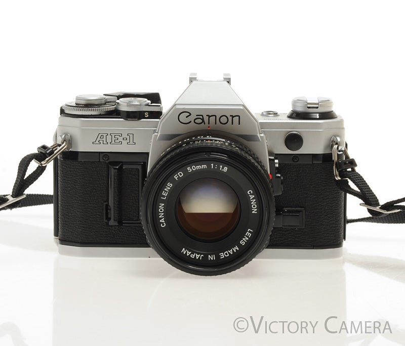 Canon AE-1 35mm Chrome Camera w/ 50mm f1.8 Prime Lens [EXC] - Victory Camera