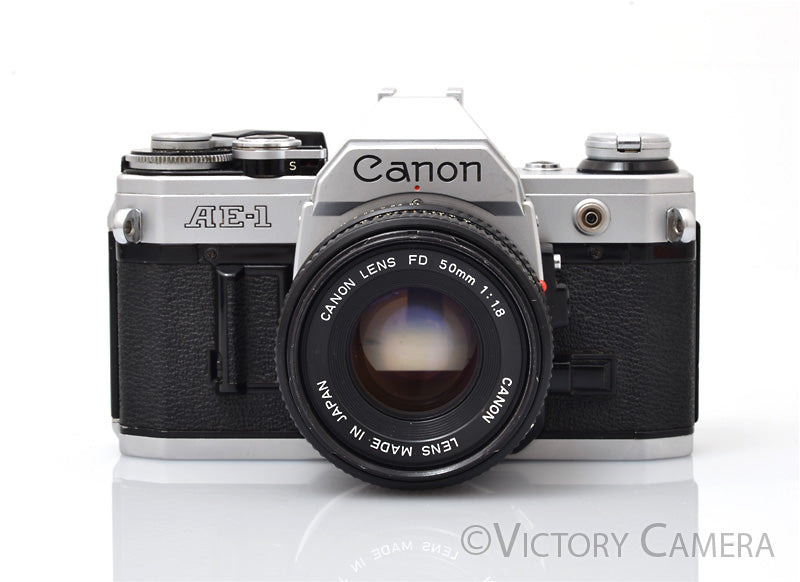 Canon AE-1 35mm Chrome Camera w/ 50mm f1.8 Prime Lens [EXC] - Victory Camera