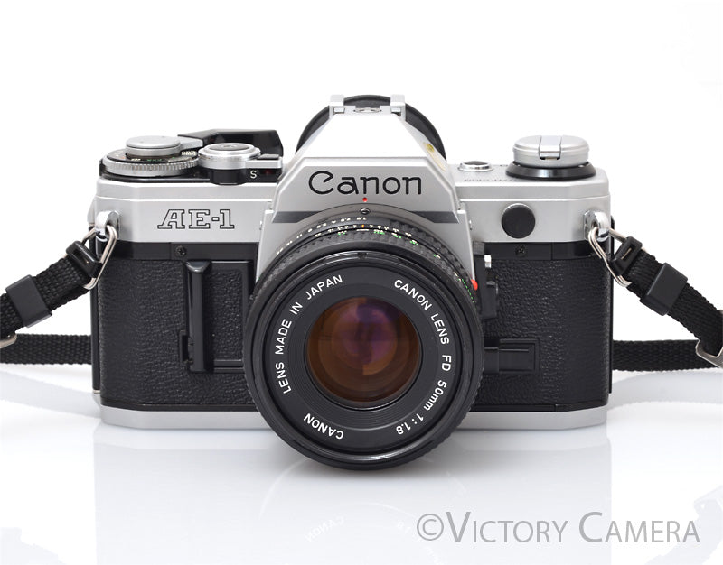 Canon AE-1 35mm Chrome Camera w/ 50mm f1.8 Prime Lens [EXC+] - Victory Camera