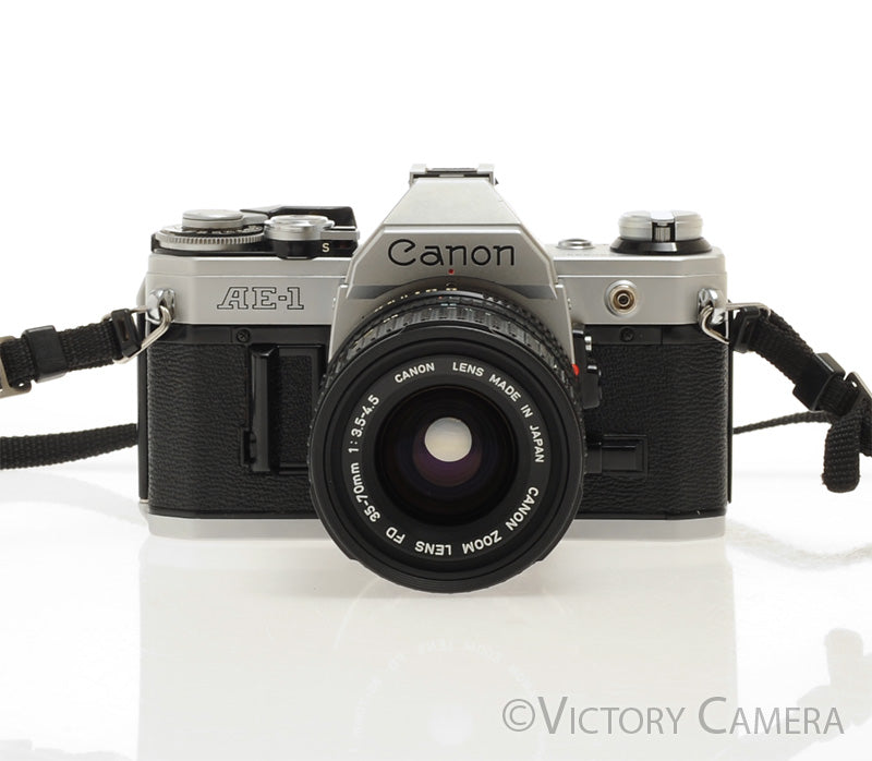 Canon AE-1 Chrome 35mm Film SLR Camera 35-70mm Zoom Lens  [EXC+] - Victory Camera