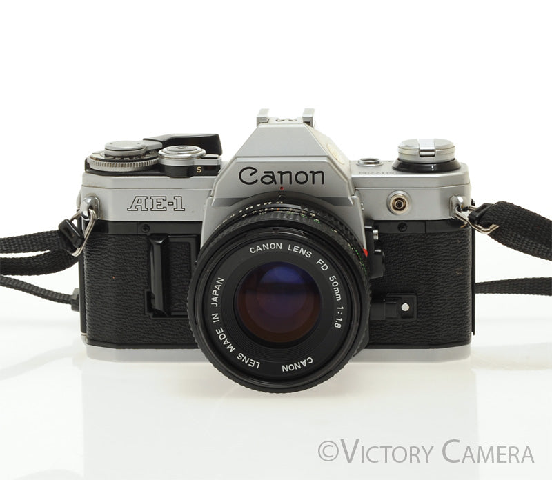 Canon AE-1 35mm Chrome Camera w/ 50mm f1.8 Prime Lens [EXC-] - Victory Camera