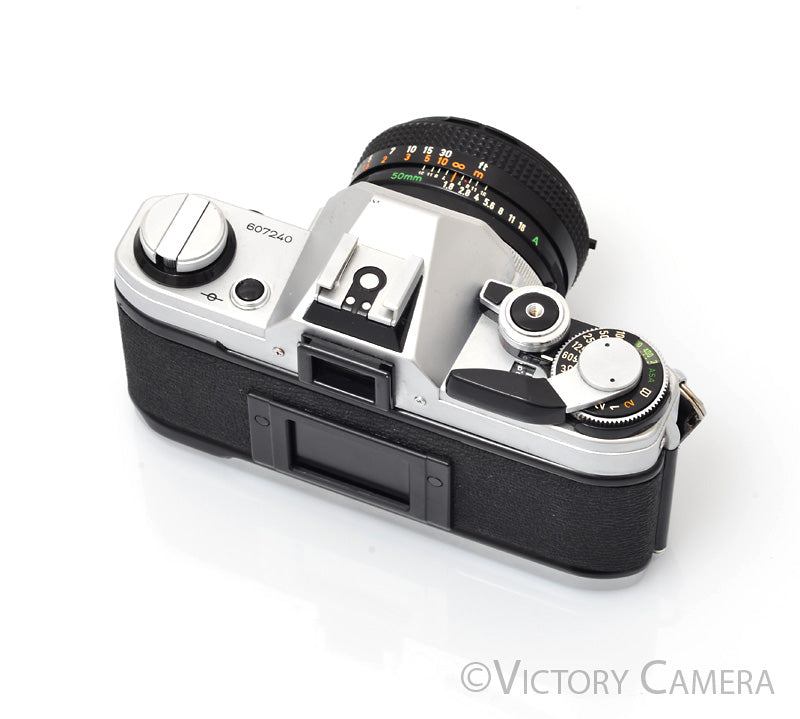 Canon AE-1 35mm Chrome Camera w/ 50mm f1.8 Prime Lens [EXC] - Victory Camera