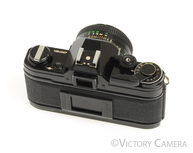 Canon AE-1 35mm Black Film Camera with 50mm f1.8 Lens -New Seals- [EXC