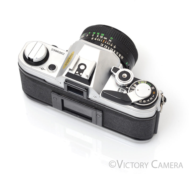 Canon AE-1 35mm Chrome Camera w/ 50mm f1.8 Prime Lens [EXC] - Victory Camera